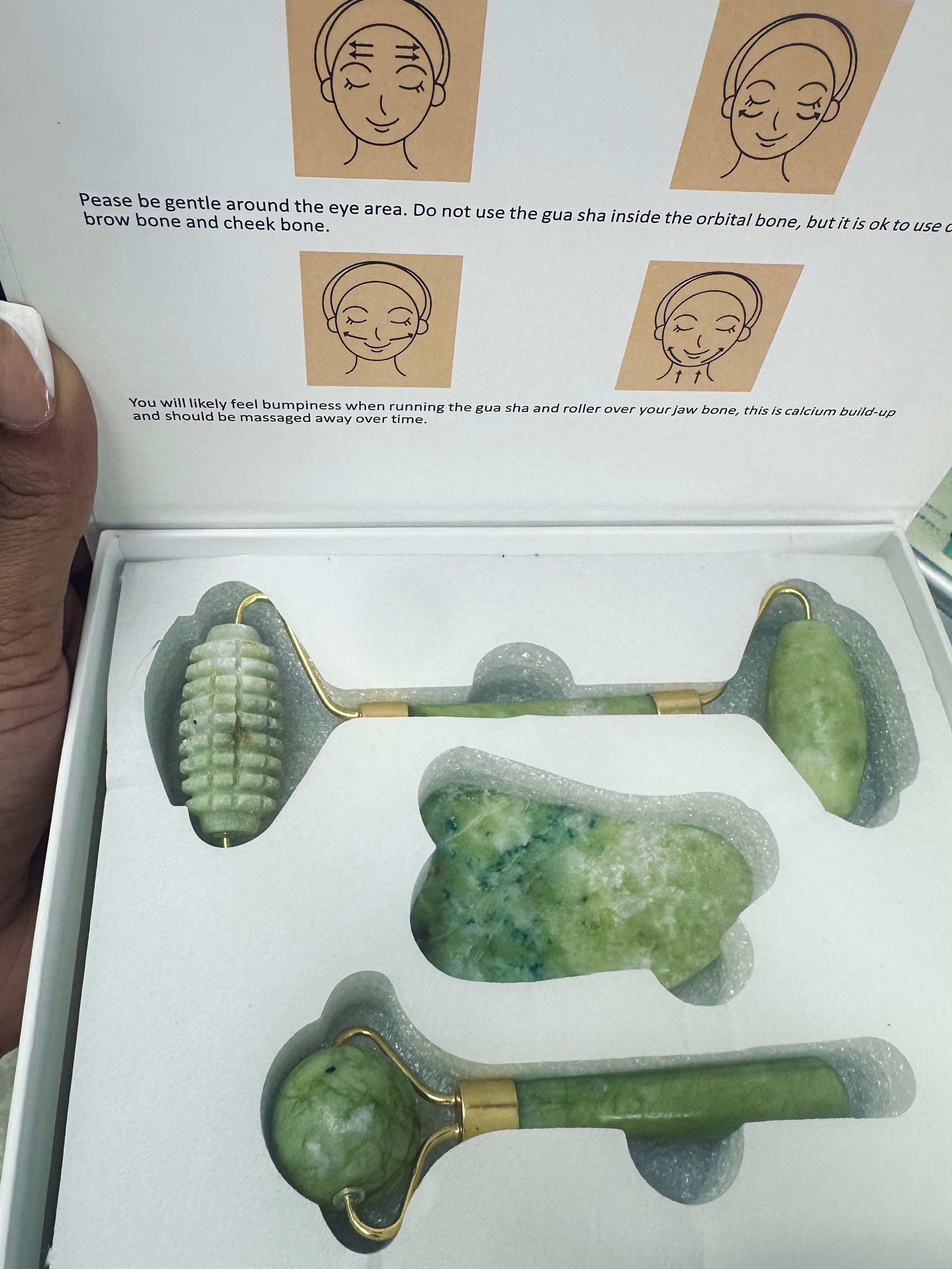 Authentic Real Stone Jade Roller Gift Set