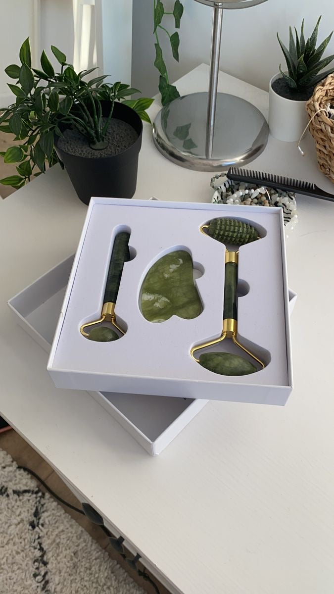 Authentic Real Stone Jade Roller Gift Set