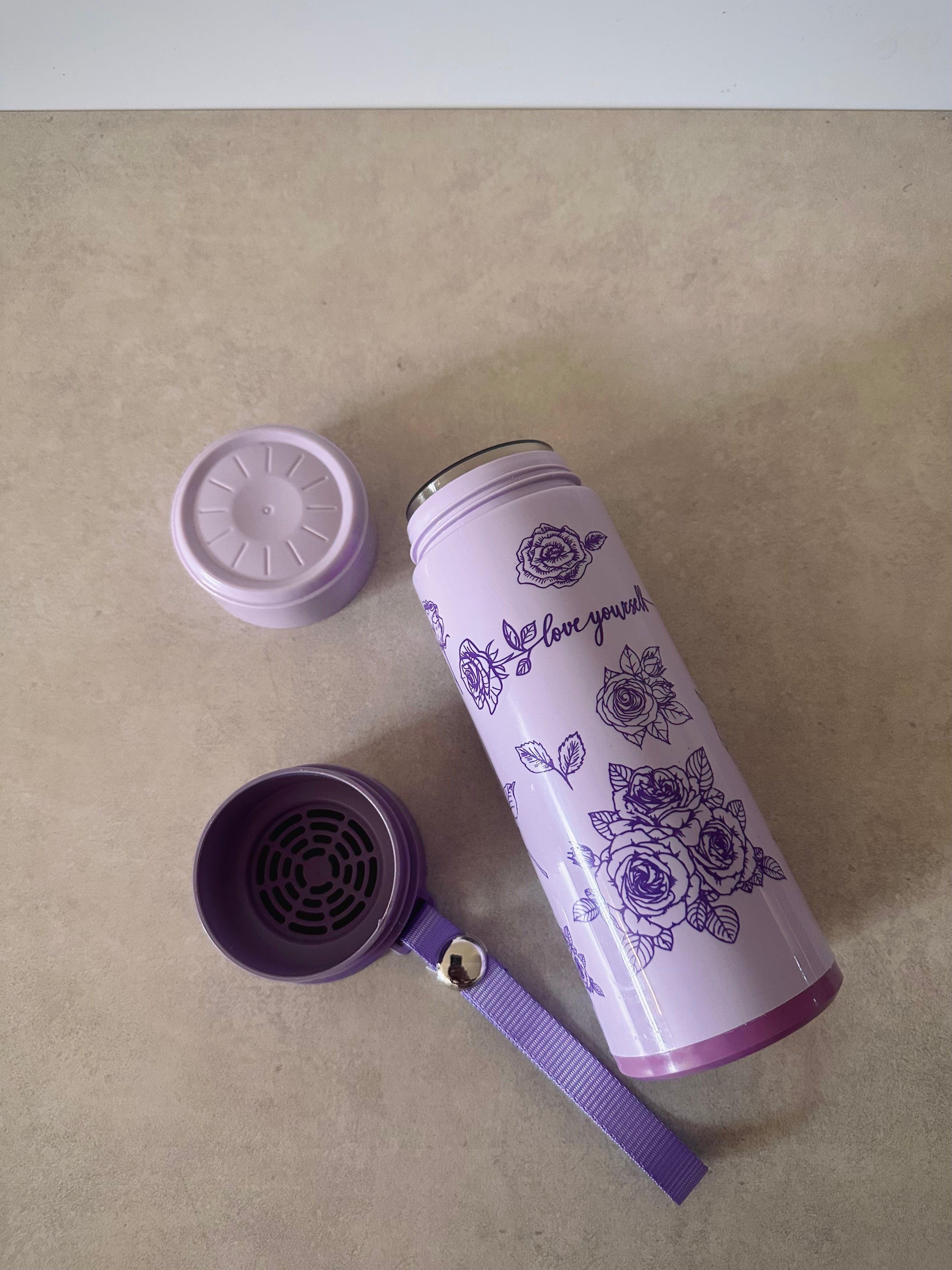 Love yourself’ glass drink bottle