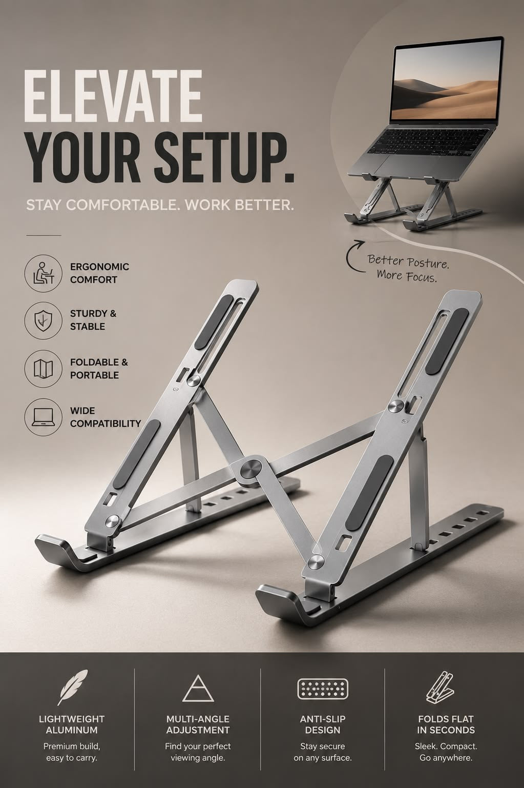 FlexiStand™ 3-in-1 Foldable Stand