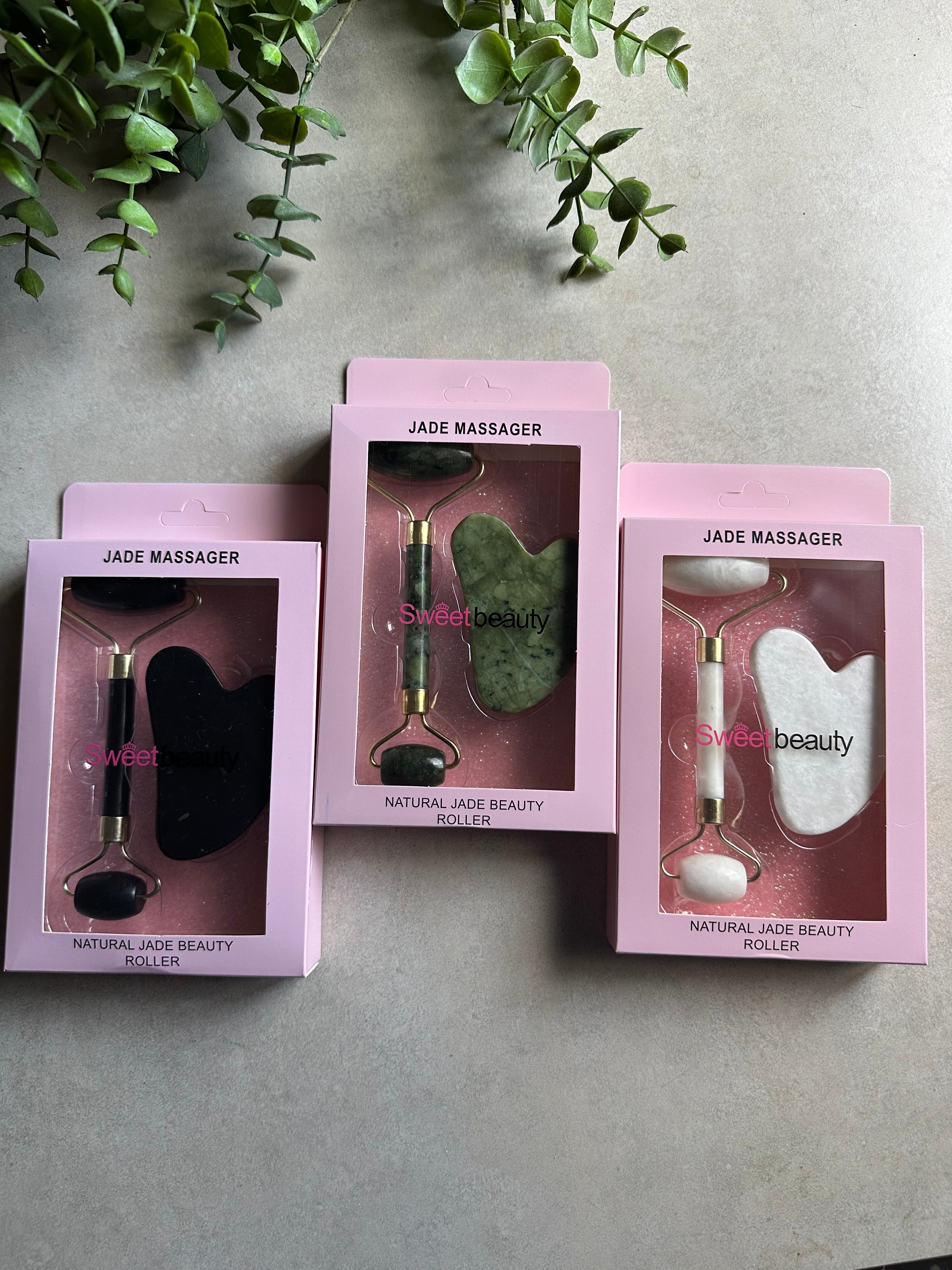 Hello Beautiful’ Natural Jade Stone Pro Beauty Roller Set