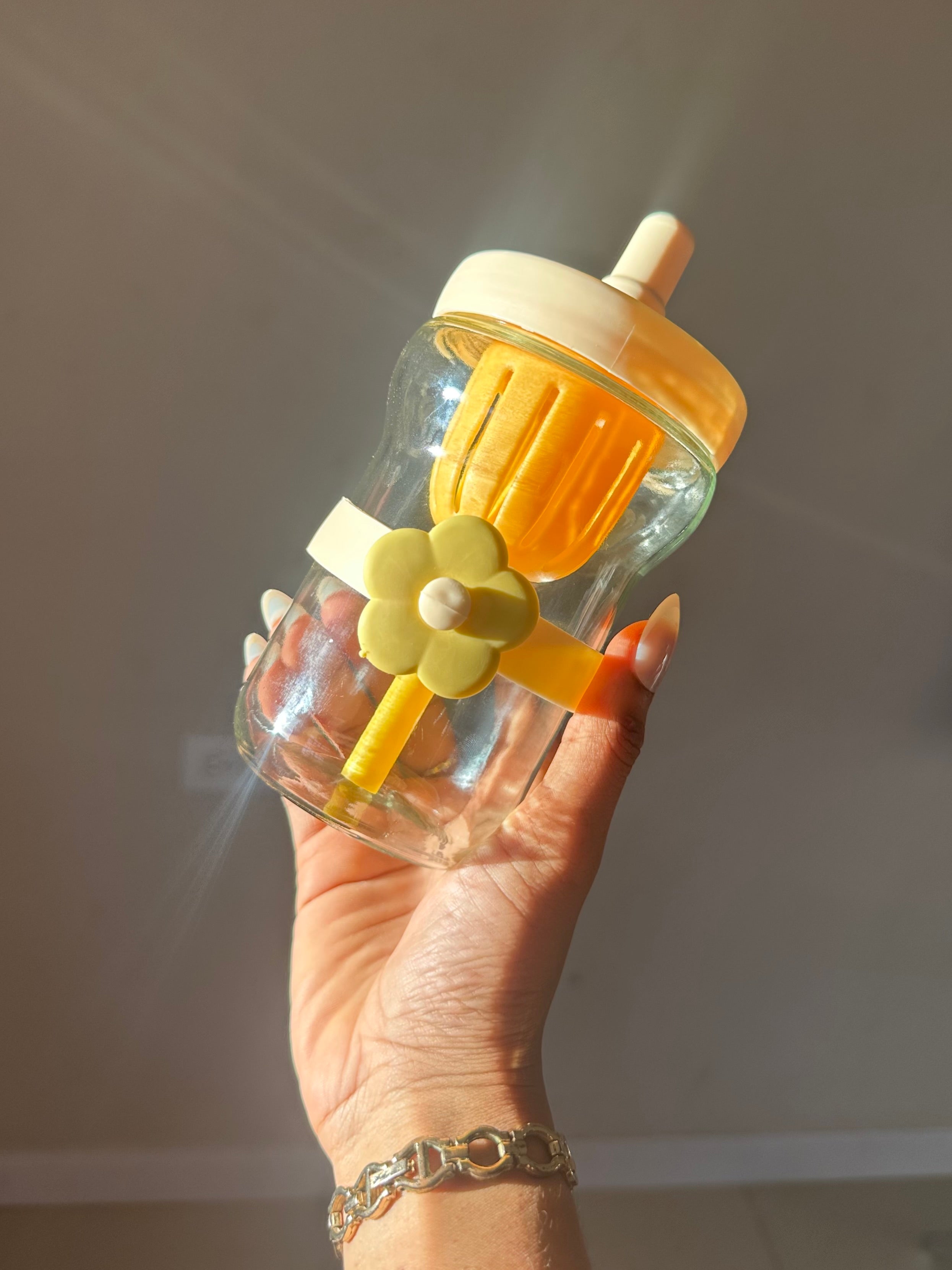 Always In Bloom’ Glass Bottle With Straw