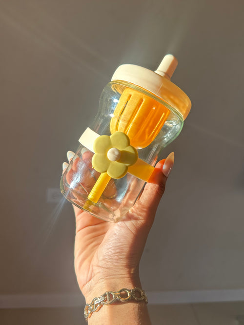 Always In Bloom’ Glass Bottle With Straw