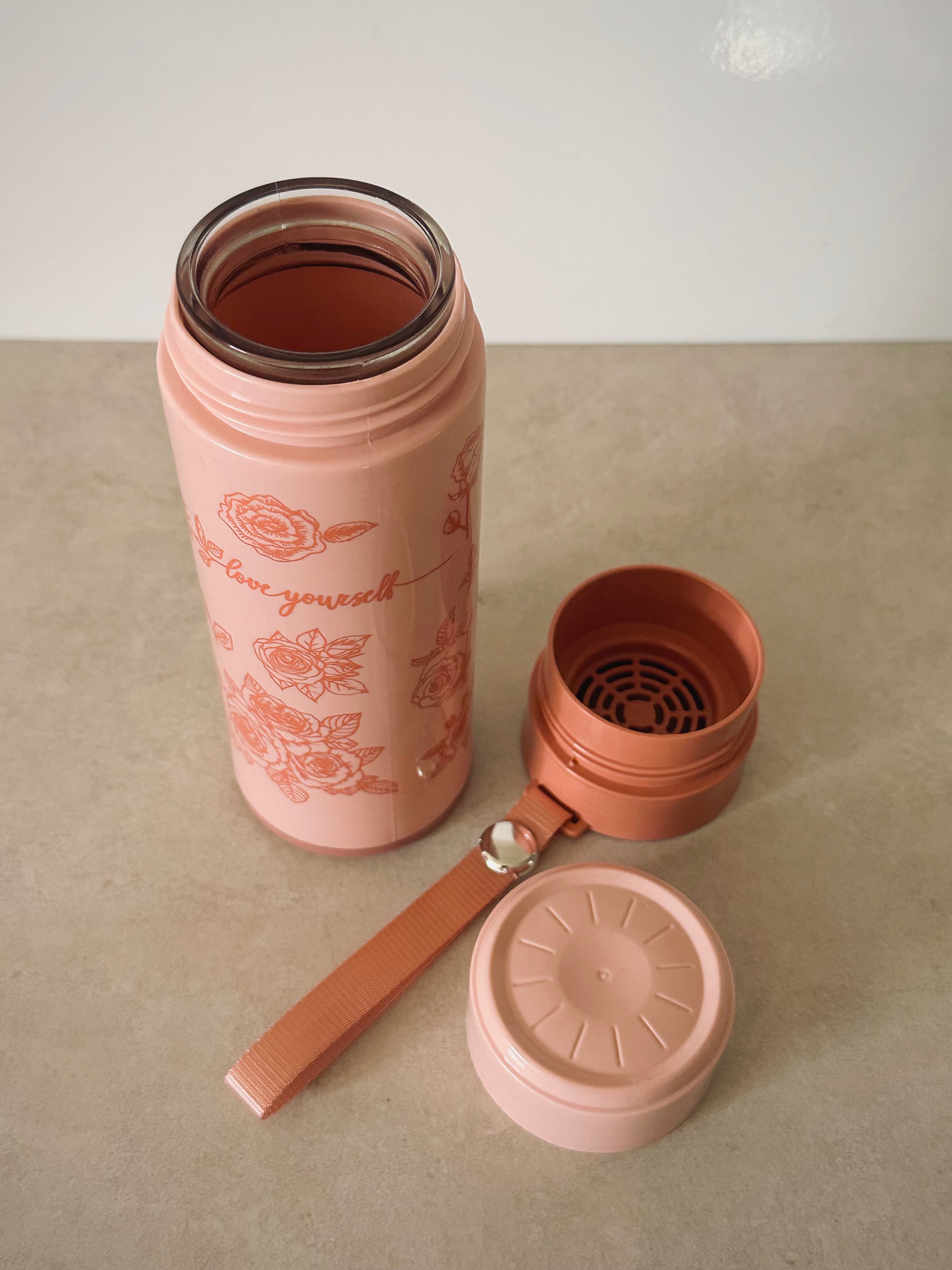 Love yourself’ glass drink bottle