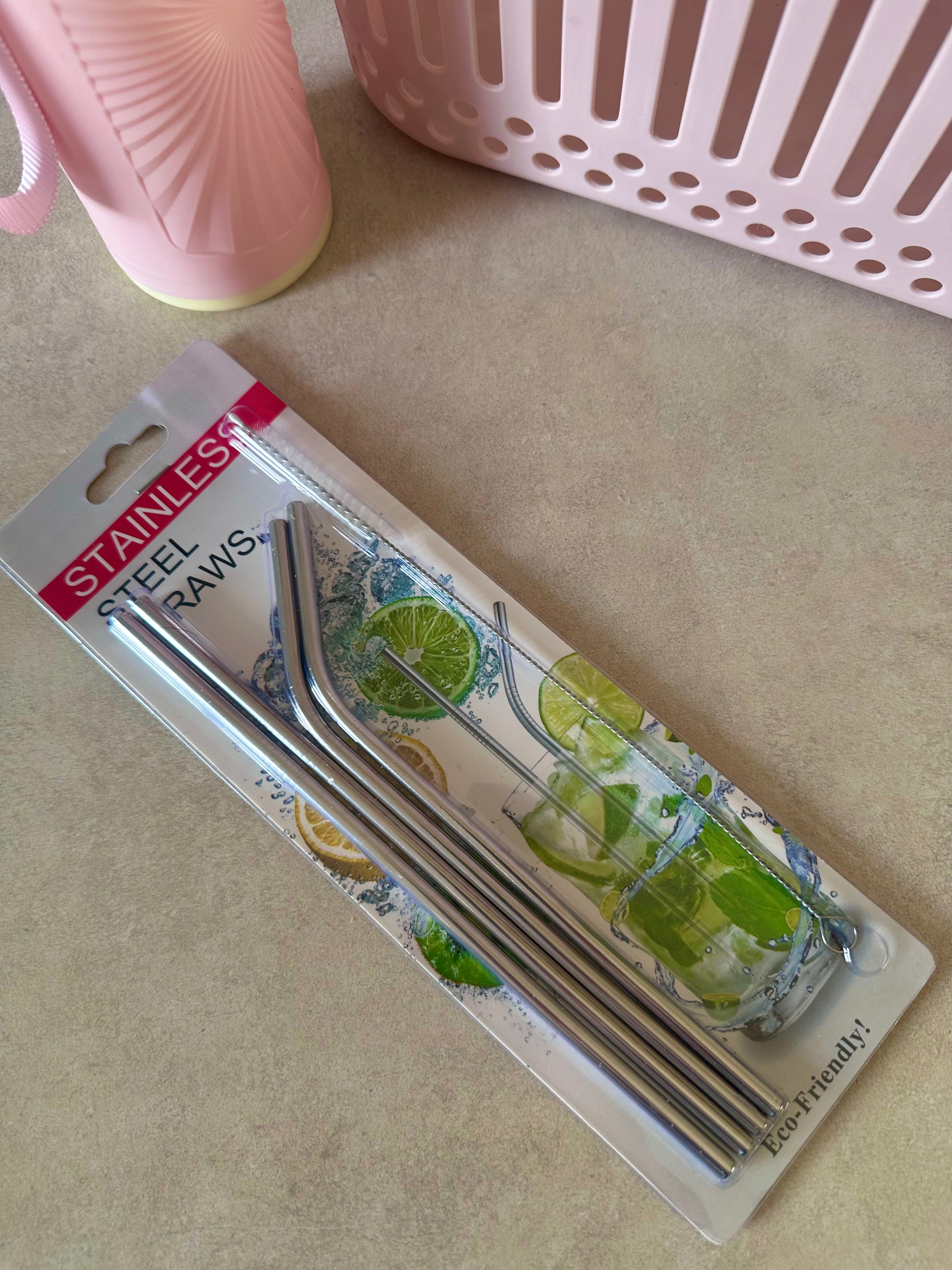 Pretty Sips’ Stainless Steel Straw Collection With Cleaning Brush