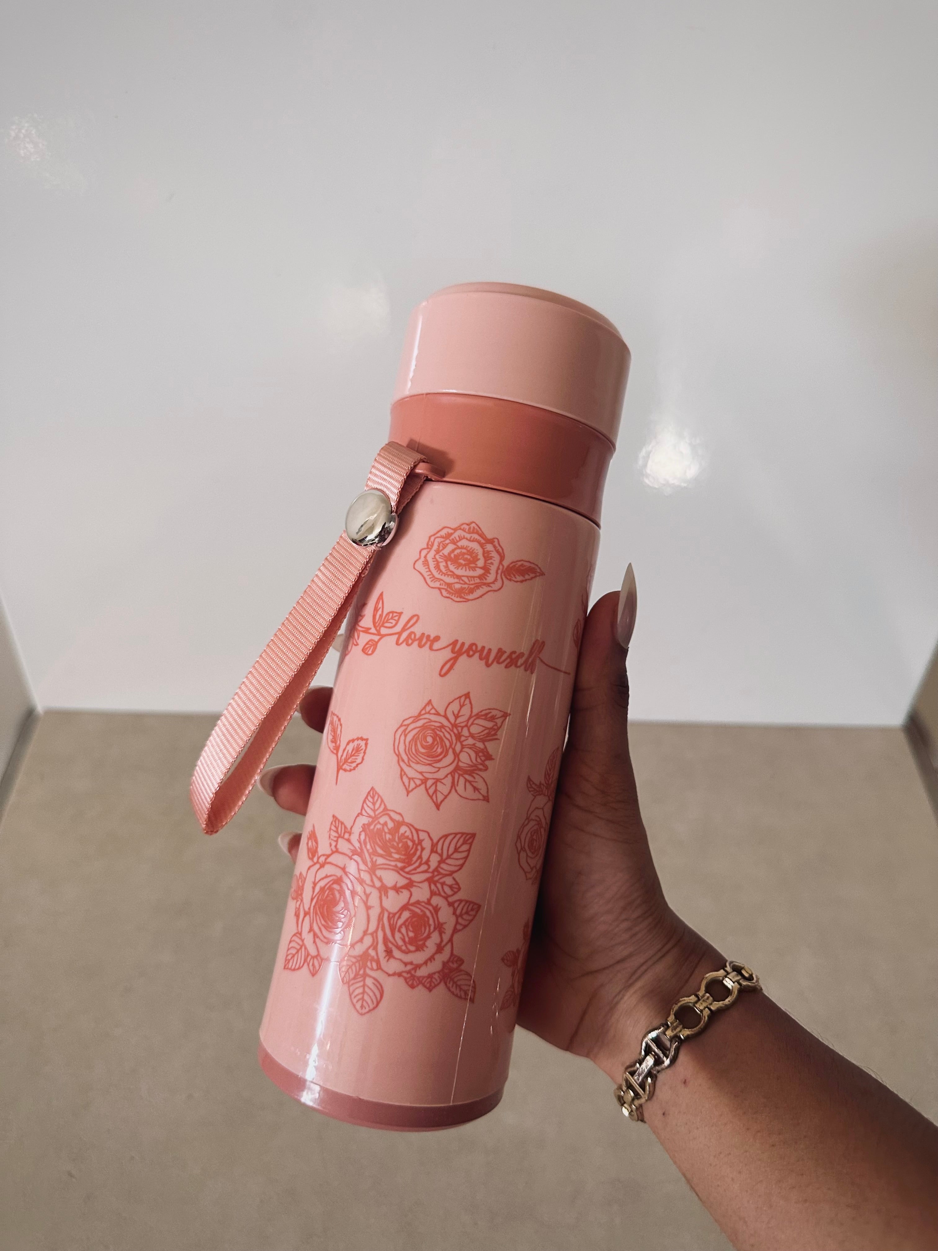 Love yourself’ glass drink bottle