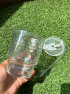 Cute Babe Glass Cup & Glass Straw