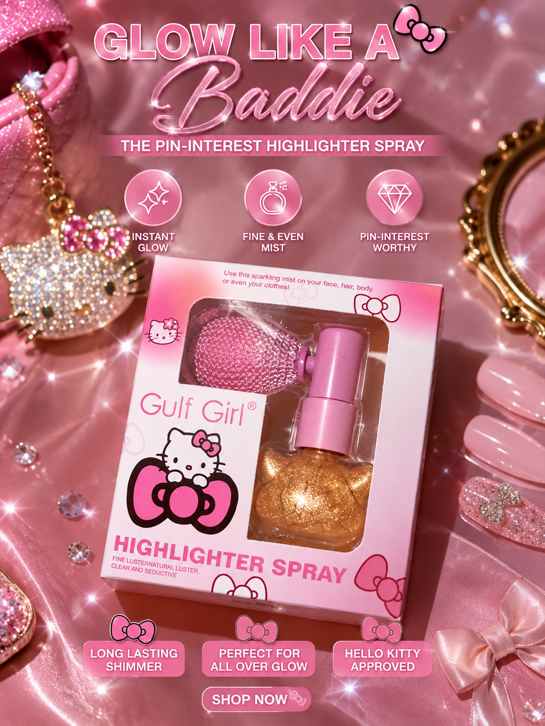 Glow Up Approved’ Hello Kitty Highlighter