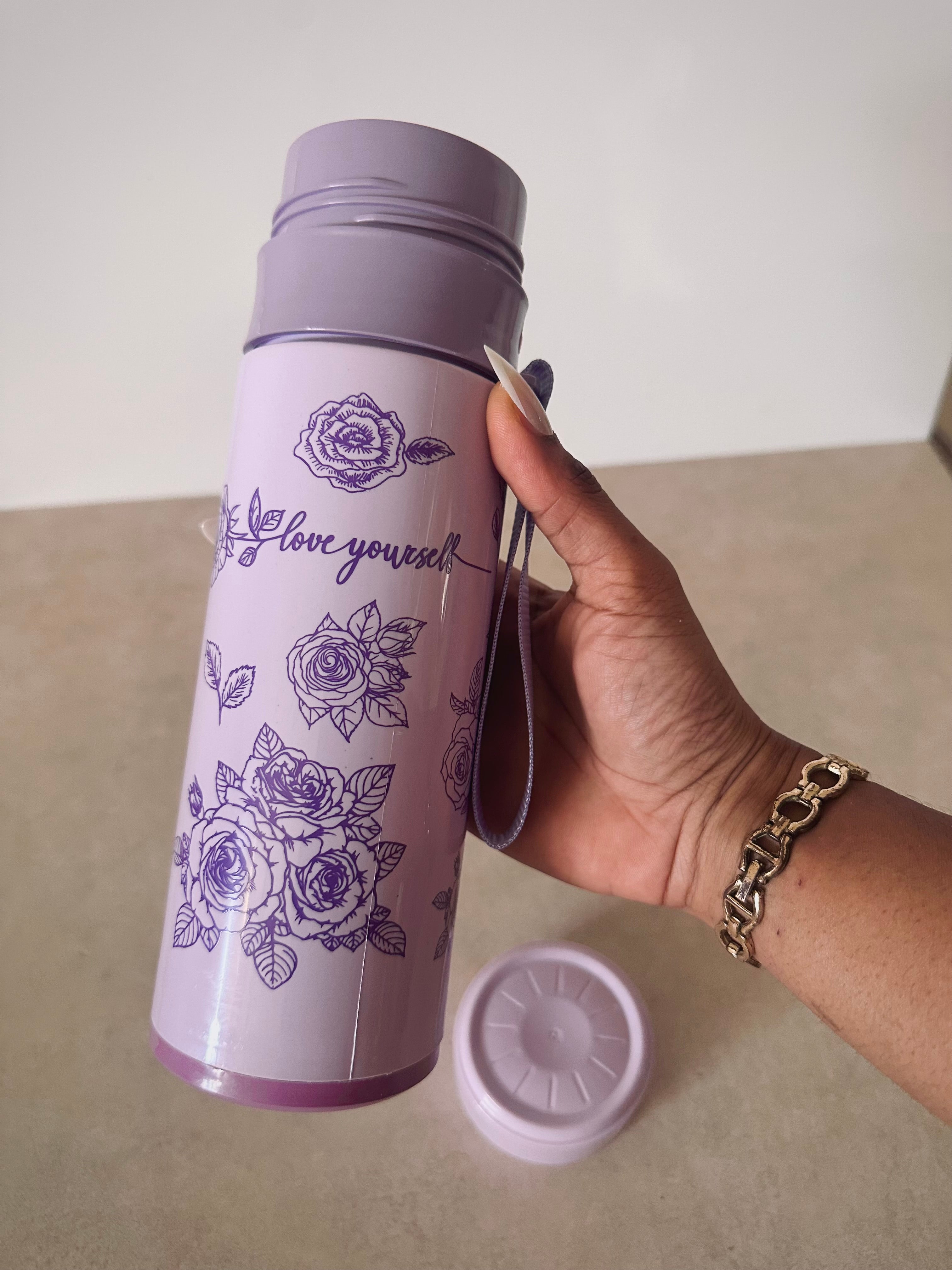 Love yourself’ glass drink bottle