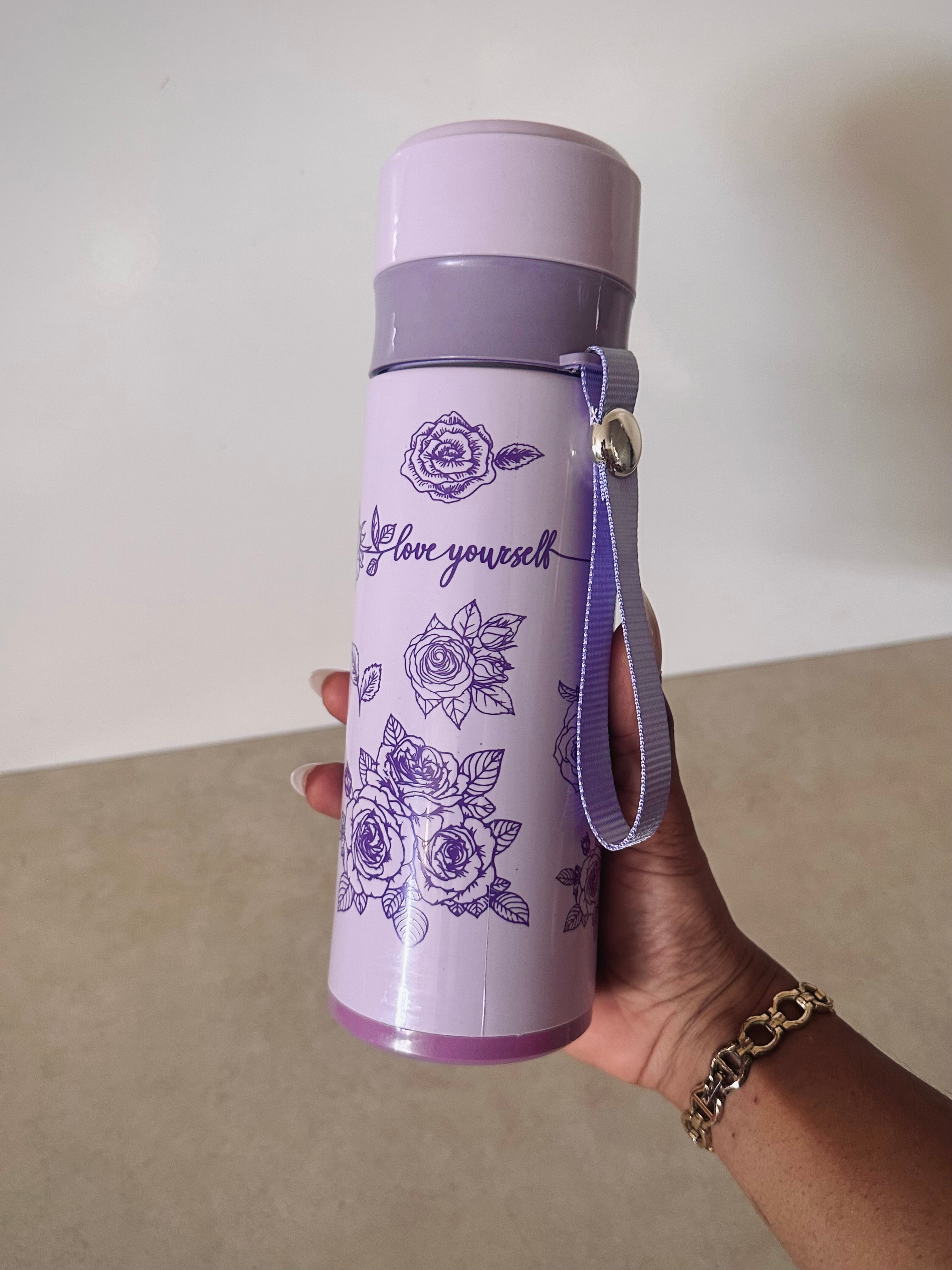 Love yourself’ glass drink bottle